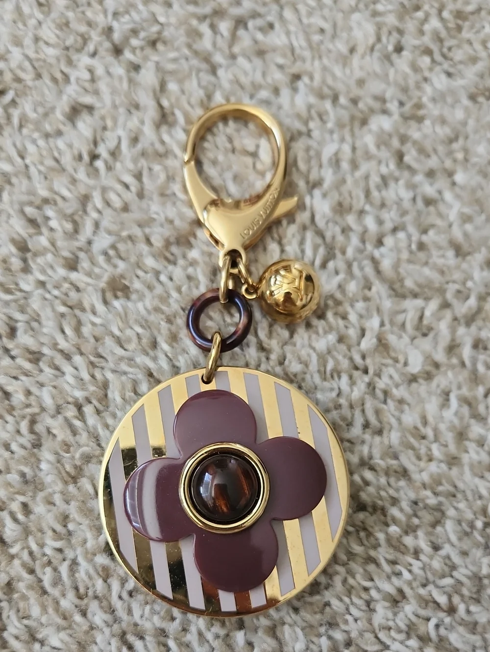 Louis Vuitton Gold-Tone and Plum Floral Key Holder Charm